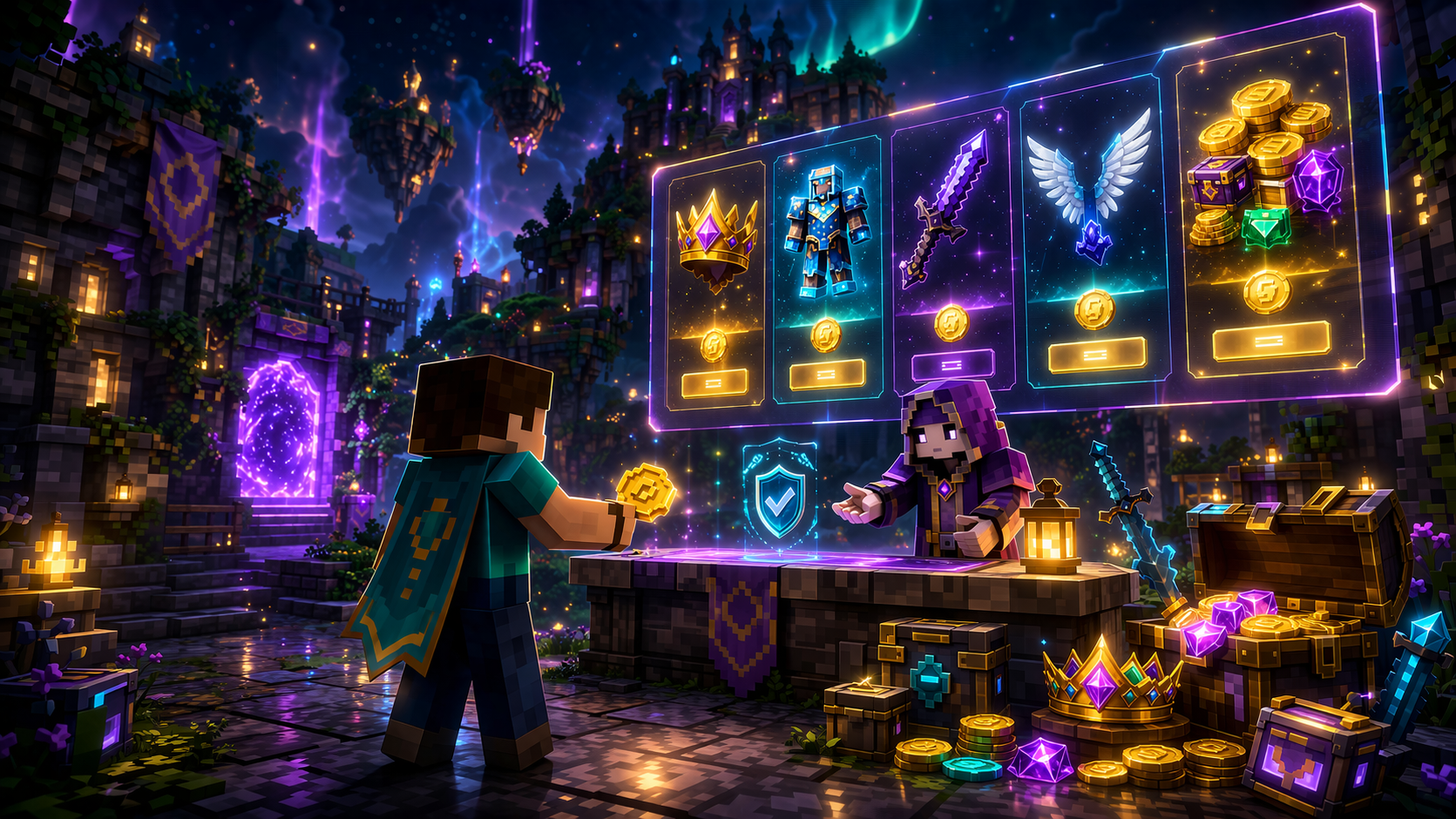 Arte de mercado magico com loja in-game