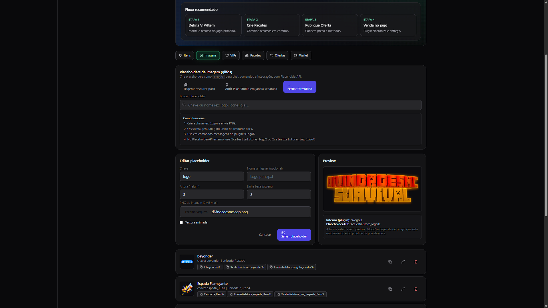 Biblioteca de placeholders visuais